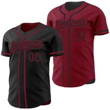 Laden Sie das Bild in den Galerie-Viewer, Uksn Individuelles Schwarz-Karmesinrot Wendbares Baseball-Trikot mit Knopfleiste
