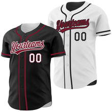Laden Sie das Bild in den Galerie-Viewer, Uksn Individuelles Schwarz Karmesinrot-Weiß Wendbares Baseball-Trikot mit Knopfleiste
