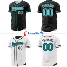 Laden Sie das Bild in den Galerie-Viewer, Uksn Individuelles Schwarz Petrol-Weiß Wendbares Baseball-Trikot mit Knopfleiste
