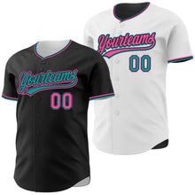Laden Sie das Bild in den Galerie-Viewer, Uksn Individuelles Schwarz Pink-Petrol Wendbares Baseball-Trikot mit Knopfleiste
