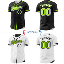 Laden Sie das Bild in den Galerie-Viewer, Uksn Individuelles Schwarz Neongrün-Weiß Wendbares Baseball-Trikot mit Knopfleiste
