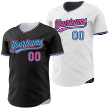 Laden Sie das Bild in den Galerie-Viewer, Uksn Individuelles Schwarz Weiß Wendbares Baseball-Trikot mit Knopfleiste
