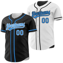 Laden Sie das Bild in den Galerie-Viewer, Uksn Individuelles Schwarz Elektrisch Blau-Weiß Wendbares Baseball-Trikot mit Knopfleiste
