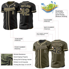 Laden Sie das Bild in den Galerie-Viewer, Uksn Individuelles Schwarz Oliv-Creme Wendbares Baseball-Trikot mit Knopfleiste
