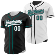 Laden Sie das Bild in den Galerie-Viewer, Uksn Individuelles Schwarz Weiß Grau-Mitternachtsgrün Wendbares Baseball-Trikot mit Knopfleiste
