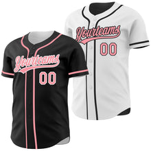 Laden Sie das Bild in den Galerie-Viewer, Uksn Individuelles Schwarz Mittelpink-Weiß Wendbares Baseball-Trikot mit Knopfleiste
