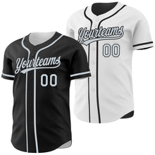 Laden Sie das Bild in den Galerie-Viewer, Uksn Individuelles Schwarz-Silber Wendbares Baseball-Trikot mit Knopfleiste
