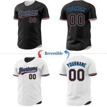 Laden Sie das Bild in den Galerie-Viewer, Uksn Individuelles Schwarz Weiß Wendbares Baseball-Trikot mit Knopfleiste
