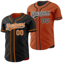 Laden Sie das Bild in den Galerie-Viewer, Uksn Individuelles Schwarz Texas-Orange-Weiß Wendbares Baseball-Trikot mit Knopfleiste
