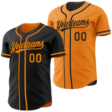 Laden Sie das Bild in den Galerie-Viewer, Uksn Individuelles Schwarz-Bay Orange Wendbares Baseball-Trikot mit Knopfleiste
