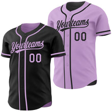 Laden Sie das Bild in den Galerie-Viewer, Uksn Individuelles Schwarz-Hellviolett Wendbares Baseball-Trikot mit Knopfleiste
