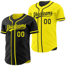 Laden Sie das Bild in den Galerie-Viewer, Uksn Individuelles Schwarz-Hellgelb Wendbares Baseball-Trikot mit Knopfleiste
