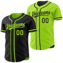 Laden Sie das Bild in den Galerie-Viewer, Uksn Individuelles Schwarz-Neongrün Wendbares Baseball-Trikot mit Knopfleiste
