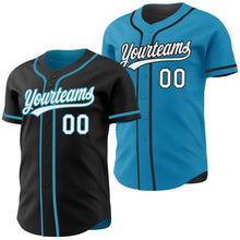 Laden Sie das Bild in den Galerie-Viewer, Uksn Individuelles Schwarz Weiß-Pantherblau Wendbares Baseball-Trikot mit Knopfleiste
