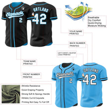 Laden Sie das Bild in den Galerie-Viewer, Uksn Individuelles Schwarz Weiß-Himmelblau Wendbares Baseball-Trikot mit Knopfleiste
