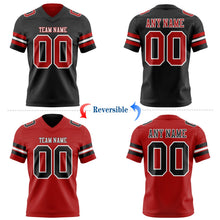Laden Sie das Bild in den Galerie-Viewer, Uksn Individuelles Schwarz Rot-Weiß Wendbares Zweiseitiges Authentisches Football Trikot
