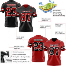 Laden Sie das Bild in den Galerie-Viewer, Uksn Individuelles Schwarz Rot-Weiß Wendbares Zweiseitiges Authentisches Football Trikot
