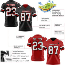 Laden Sie das Bild in den Galerie-Viewer, Uksn Individuelles Schwarz Weiß-Rot Wendbares Zweiseitiges Authentisches Football Trikot
