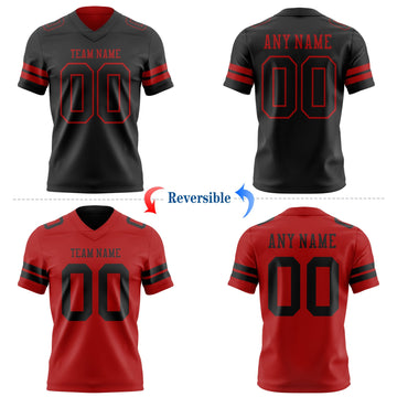 Uksn Individuelles Schwarz-Rot Wendbares Zweiseitiges Authentisches Football Trikot