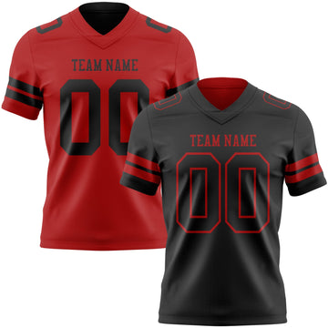 Uksn Individuelles Schwarz-Rot Wendbares Zweiseitiges Authentisches Football Trikot