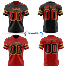 Laden Sie das Bild in den Galerie-Viewer, Uksn Individuelles Schwarz Rot-Altgold Wendbares Zweiseitiges Authentisches Football Trikot
