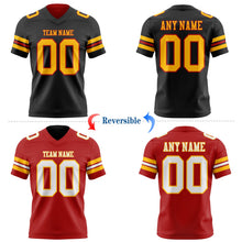 Laden Sie das Bild in den Galerie-Viewer, Uksn Individuelles Schwarz Gold-Rot Wendbares Zweiseitiges Authentisches Football Trikot
