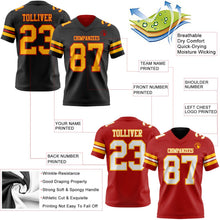 Laden Sie das Bild in den Galerie-Viewer, Uksn Individuelles Schwarz Gold-Rot Wendbares Zweiseitiges Authentisches Football Trikot
