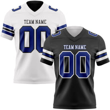 Laden Sie das Bild in den Galerie-Viewer, Uksn Individuelles Schwarz Royalblau-Weiß Wendbares Zweiseitiges Authentisches Football Trikot
