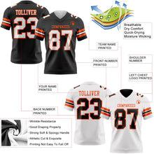 Laden Sie das Bild in den Galerie-Viewer, Uksn Individuelles Schwarz Weiß-Orange Wendbares Zweiseitiges Authentisches Football Trikot
