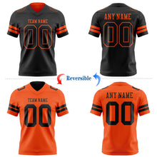 Laden Sie das Bild in den Galerie-Viewer, Uksn Individuelles Schwarz-Orange Wendbares Zweiseitiges Authentisches Football Trikot
