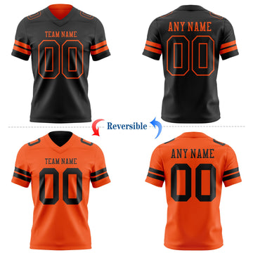 Uksn Individuelles Schwarz-Orange Wendbares Zweiseitiges Authentisches Football Trikot