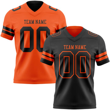 Uksn Individuelles Schwarz-Orange Wendbares Zweiseitiges Authentisches Football Trikot