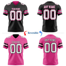 Laden Sie das Bild in den Galerie-Viewer, Uksn Individuelles Schwarz Weiß-Pink Wendbares Zweiseitiges Authentisches Football Trikot
