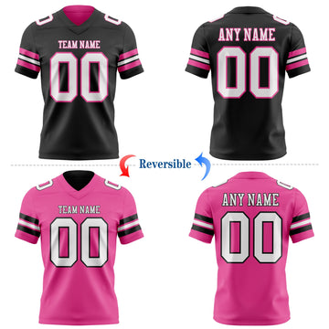 Uksn Individuelles Schwarz Weiß-Pink Wendbares Zweiseitiges Authentisches Football Trikot