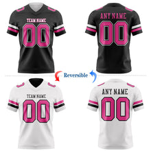 Laden Sie das Bild in den Galerie-Viewer, Uksn Individuelles Schwarz Pink-Weiß Wendbares Zweiseitiges Authentisches Football Trikot
