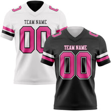Laden Sie das Bild in den Galerie-Viewer, Uksn Individuelles Schwarz Pink-Weiß Wendbares Zweiseitiges Authentisches Football Trikot
