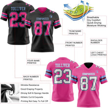 Laden Sie das Bild in den Galerie-Viewer, Uksn Individuelles Schwarz Pink-Hellblau Wendbares Zweiseitiges Authentisches Football Trikot
