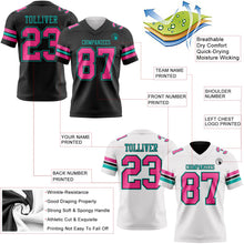 Laden Sie das Bild in den Galerie-Viewer, Uksn Individuelles Schwarz Pink-Aqua Wendbares Zweiseitiges Authentisches Football Trikot
