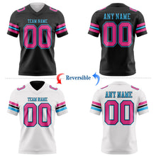 Laden Sie das Bild in den Galerie-Viewer, Uksn Individuelles Schwarz Pink-Himmelblau Wendbares Zweiseitiges Authentisches Football Trikot
