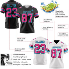 Laden Sie das Bild in den Galerie-Viewer, Uksn Individuelles Schwarz Pink-Himmelblau Wendbares Zweiseitiges Authentisches Football Trikot
