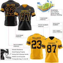 Laden Sie das Bild in den Galerie-Viewer, Uksn Individuelles Schwarz-Gold Wendbares Zweiseitiges Authentisches Football Trikot
