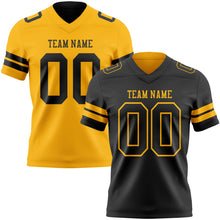 Laden Sie das Bild in den Galerie-Viewer, Uksn Individuelles Schwarz-Gold Wendbares Zweiseitiges Authentisches Football Trikot
