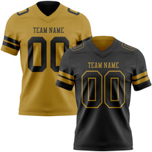 Laden Sie das Bild in den Galerie-Viewer, Uksn Individuelles Schwarz-Altgold Wendbares Zweiseitiges Authentisches Football Trikot

