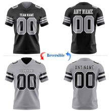 Laden Sie das Bild in den Galerie-Viewer, Uksn Individuelles Schwarz Grau-Weiß Wendbares Zweiseitiges Authentisches Football Trikot
