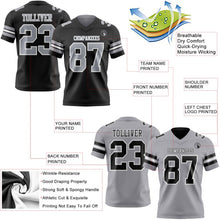 Laden Sie das Bild in den Galerie-Viewer, Uksn Individuelles Schwarz Grau-Weiß Wendbares Zweiseitiges Authentisches Football Trikot
