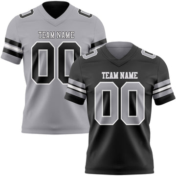Uksn Individuelles Schwarz Grau-Weiß Wendbares Zweiseitiges Authentisches Football Trikot