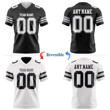 Laden Sie das Bild in den Galerie-Viewer, Uksn Individuelles Schwarz Weiß-Grau Wendbares Zweiseitiges Authentisches Football Trikot

