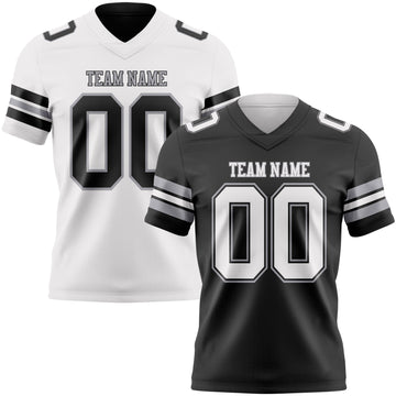 Uksn Individuelles Schwarz Weiß-Grau Wendbares Zweiseitiges Authentisches Football Trikot