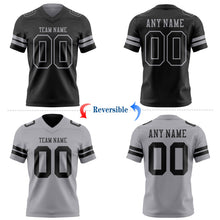 Laden Sie das Bild in den Galerie-Viewer, Uksn Individuelles Schwarz-Grau Wendbares Zweiseitiges Authentisches Football Trikot
