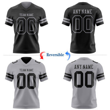 Uksn Individuelles Schwarz-Grau Wendbares Zweiseitiges Authentisches Football Trikot